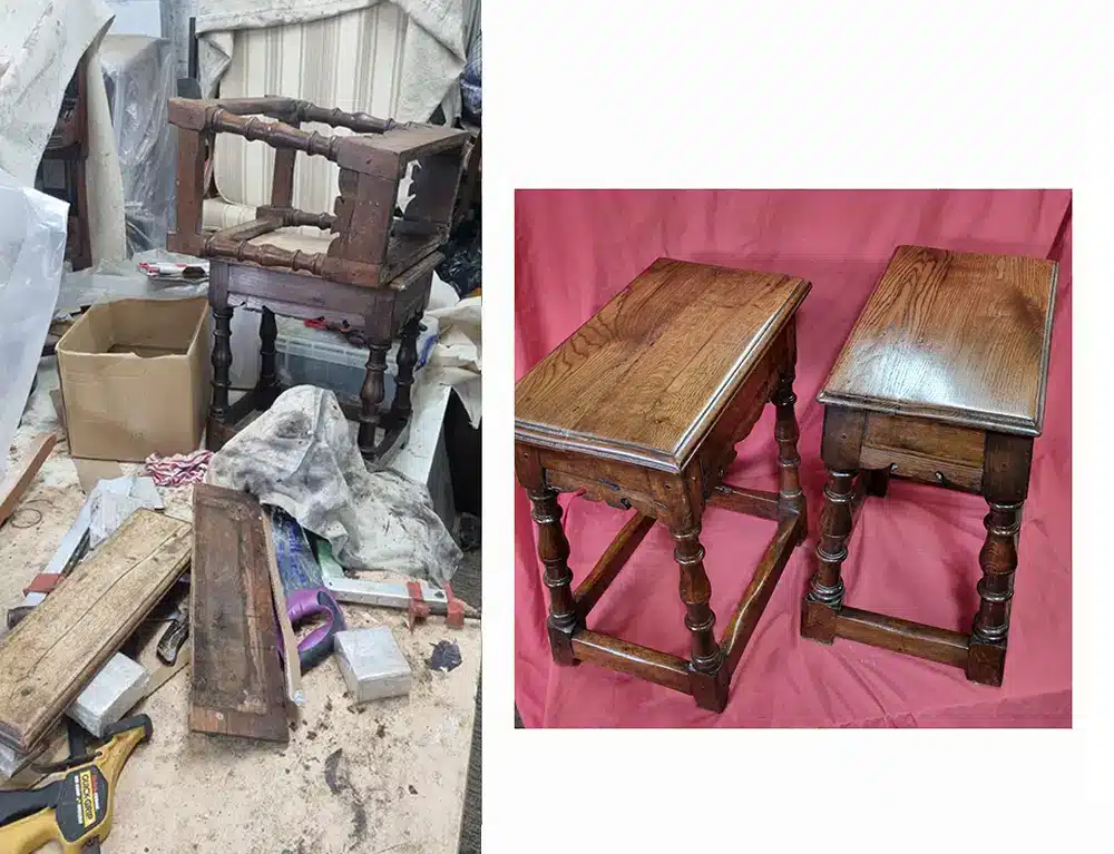 Oak tables restored
